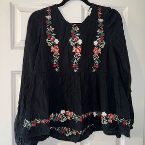 American Eagle Outfitters Black Embellished Blouse